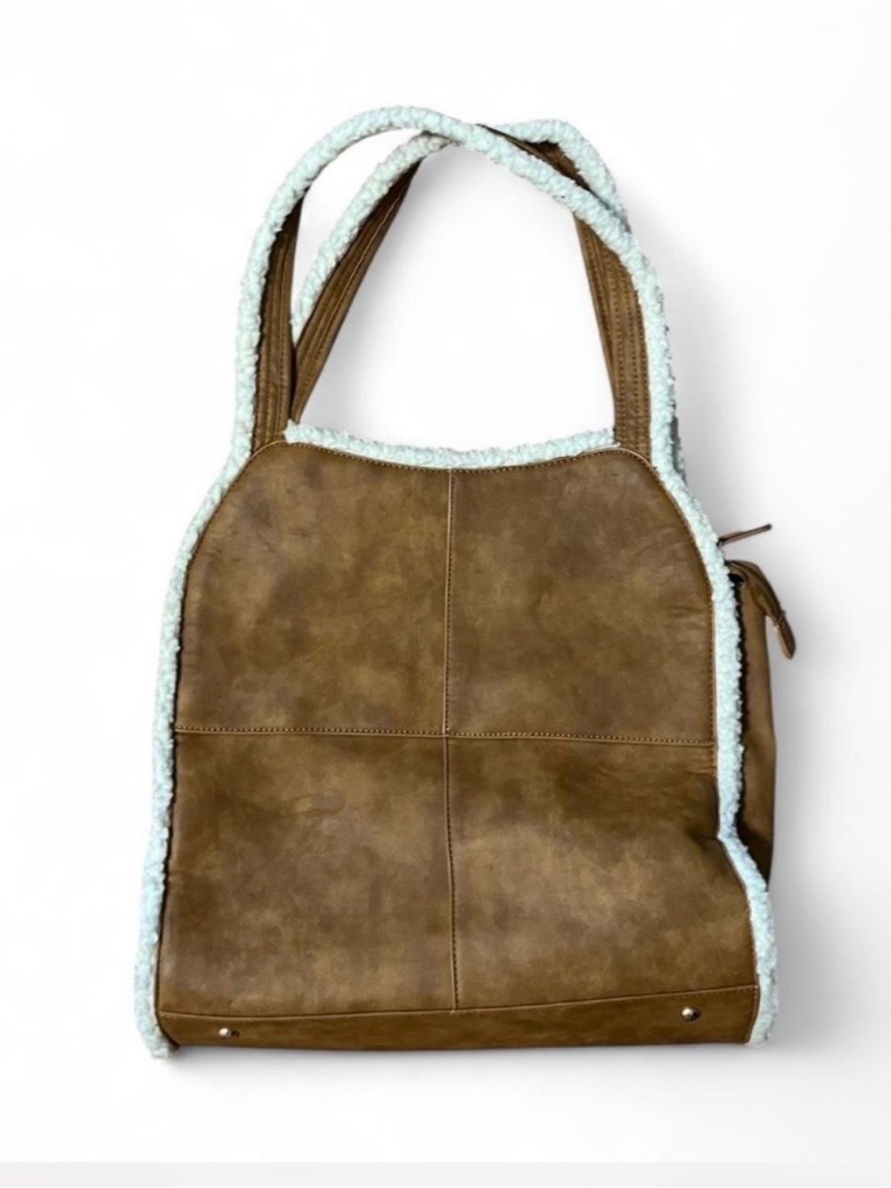 Cato Brown Shearling-Trim Tote Bag - Women